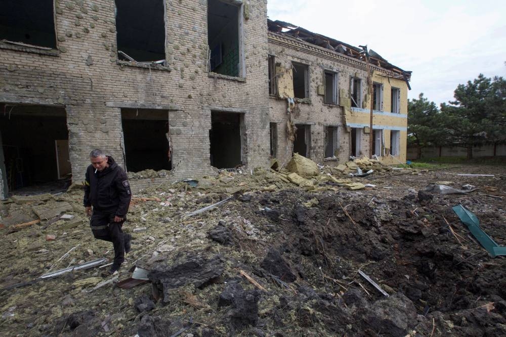 a man walking in Donbas, Ukraine