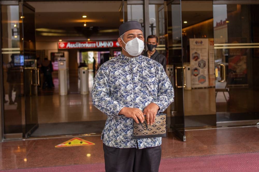 PAS MP Mohd Khairuddin Aman Razali is seen after a Muafakat Nasional meeting at WTC Kuala Lumpur August 18, 2021. — Picture by Shafwan Zaidon