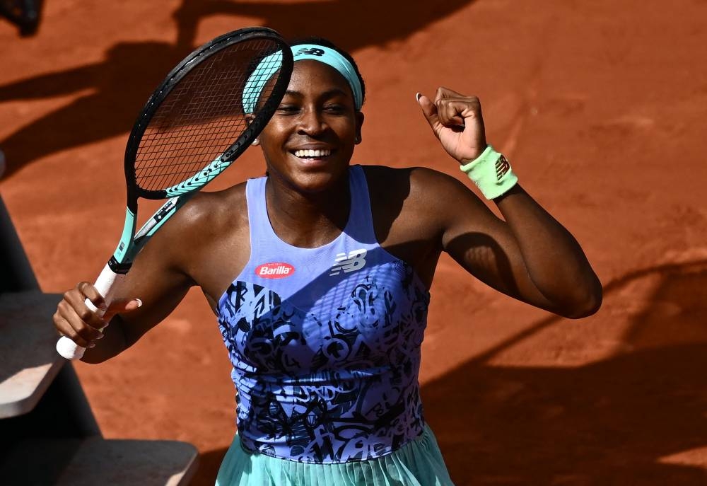 US’ Coco Gauff reacts after winning against US’ Sloane Stephens at the end of their women’s singles match on day ten of the Roland-Garros Open tennis tournament at the Court Philippe-Chatrier in Paris, May 31, 2022. — AFP pic 