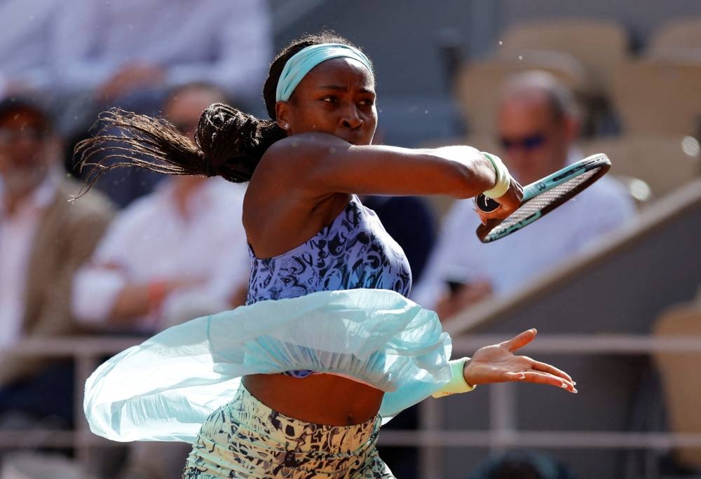 Coco Gauff of the US in action during her semi final match against Italy's Martina Trevisan at Roland Garros, Paris June 2, 2022. — Reuters pic