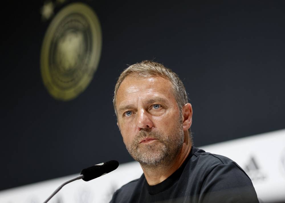 Germany coach Hansi Flick during the press conference at Adidas Adi Dassler Stadium, Herzogenaurach, Germany, June 3, 2022. — Reuters pic 