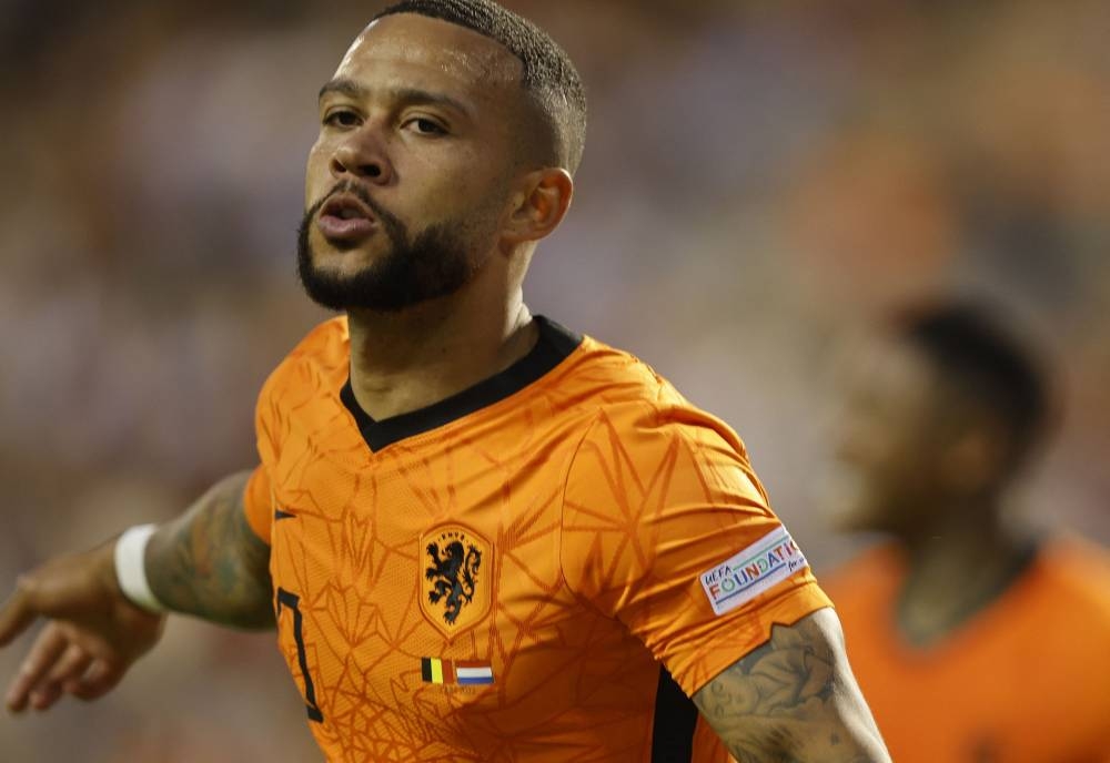 Netherlands' Memphis Depay celebrates after scoring the second goal against Belgium June 4, 2022. ― Reuters pic