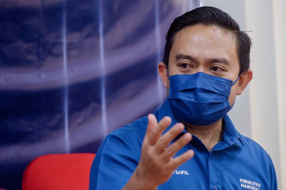 File picture shows Bersatu information chief, Datuk Wan Saiful Wan Jan speaking during a press conference at Bersatu Hang Tuah headquarters in Ayer Keroh Melaka, November 17, 2021. — Picture by Shafwan Zaidon