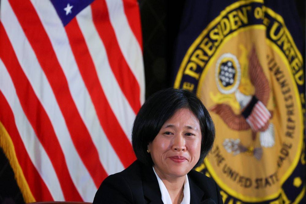 US Trade Representative Katherine Tai addresses the Geneva Graduate Institute ahead of the 12th Ministerial Conference in Geneva, Switzerland October 14, 2021. — Reuters pic