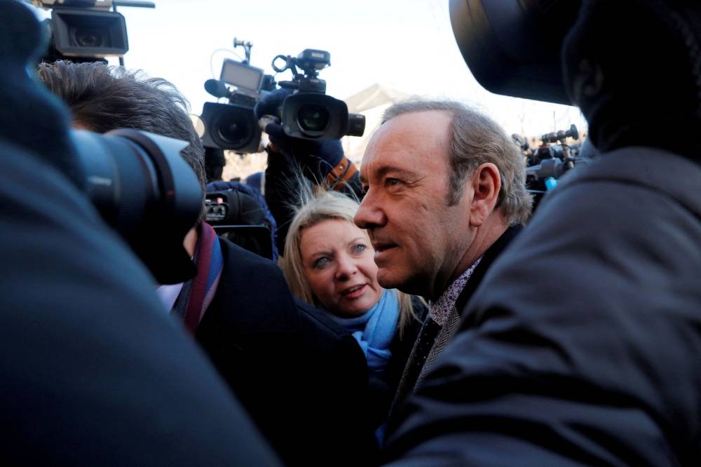 Actor Kevin Spacey arrives to face a sexual assault charge at Nantucket District Court in Nantucket, Massachusetts January 7, 2019. — Reuters pic