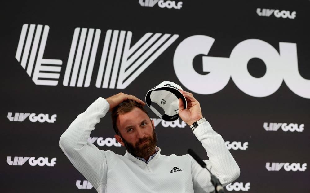 Dustin Johnson of the US during a press conference for the inaugural LIV Golf Invitational at Centurion Club, Hemel Hempstead, Britain, June 7, 2022. — Action Images via Reuters