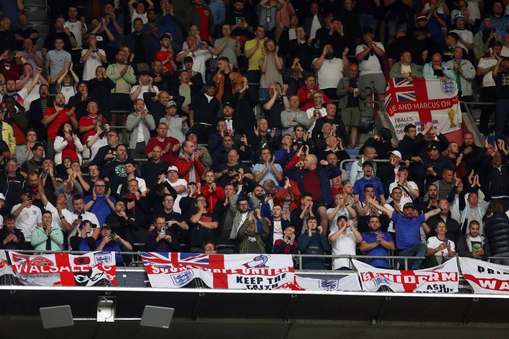 England fans are pictured inside the Allianz Arena ahead of the match against Germany in Munich June 7, 2022. — Reuters pic