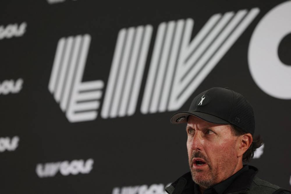 Phil Mickelson of the US during a press conference at Centurion Club, St Albans, Britain, June 8, 2022. — Action Images via Reuters