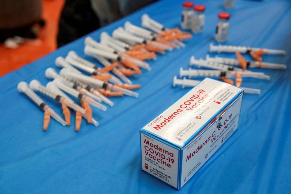 The Moderna Covid-19 vaccine sits on the table at Trinity United Church of Christ in Chicago, Illinois February 13, 2021.  ― Reuters file pic