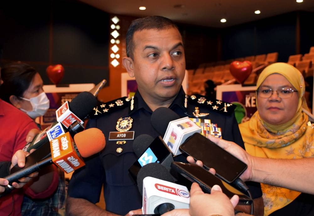 Bukit Aman Narcotics Criminal Investigation Department (JSJN) director Datuk Ayob Khan Mydin Pitchay speaks to the media after the closing ceremony of the seminar on ‘Community Social Issues: Situation, Challenges and Prevention in the Present Era’ at Universiti Teknikal Malaysia Melaka (UTeM) in Melaka June 12, 2022. — Bernama pic