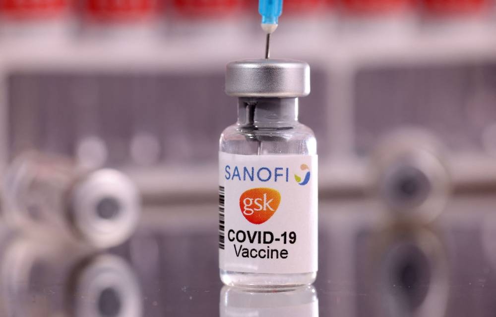 A vial labelled ‘Sanofi and GSK Covid-19 Vaccine’ is seen in this illustration taken January 16, 2022. — Reuters pic