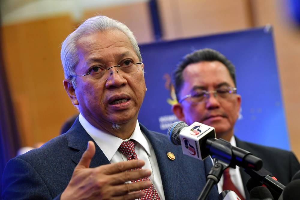 Tan Sri Annuar Musa addresses reporters during a press conference at the Communications and Multimedia Ministry in Putrajaya June 14, 2022. — Bernama pic