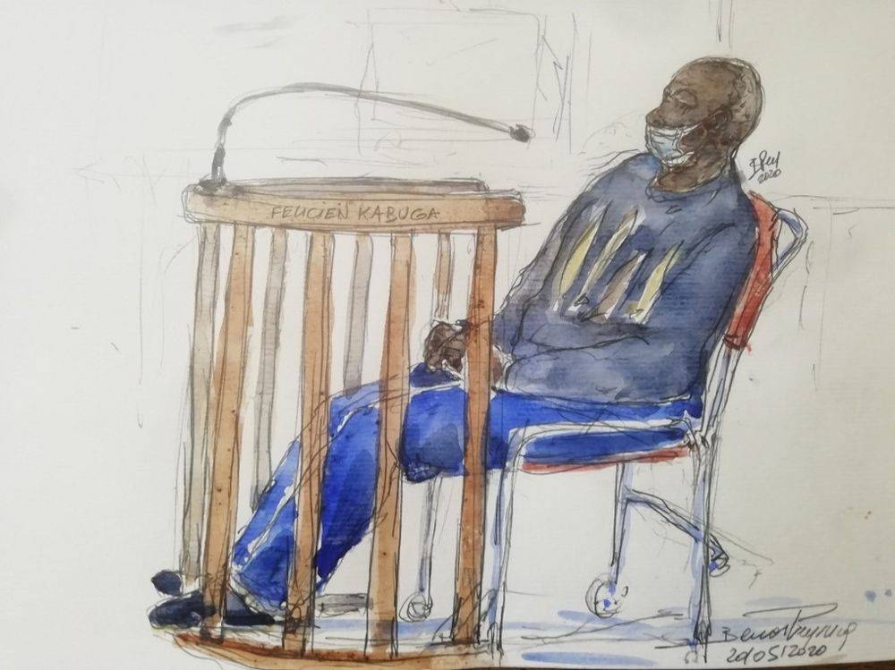 A courtroom sketch made on May 20, 2020, shows Felicien Kabuga, one of the last key suspects in the 1994 Rwandan genocide. Kabuga, an alleged financier of the 1994 genocide in Rwanda, is fit to stand trial, a UN tribunal ruled June 13, 2022. — AFP pic