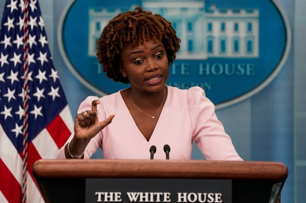 White House Press Secretary Karine Jean-Pierre speaks during a daily press briefing at the White House in Washington June 13, 2022. — Reuters pic