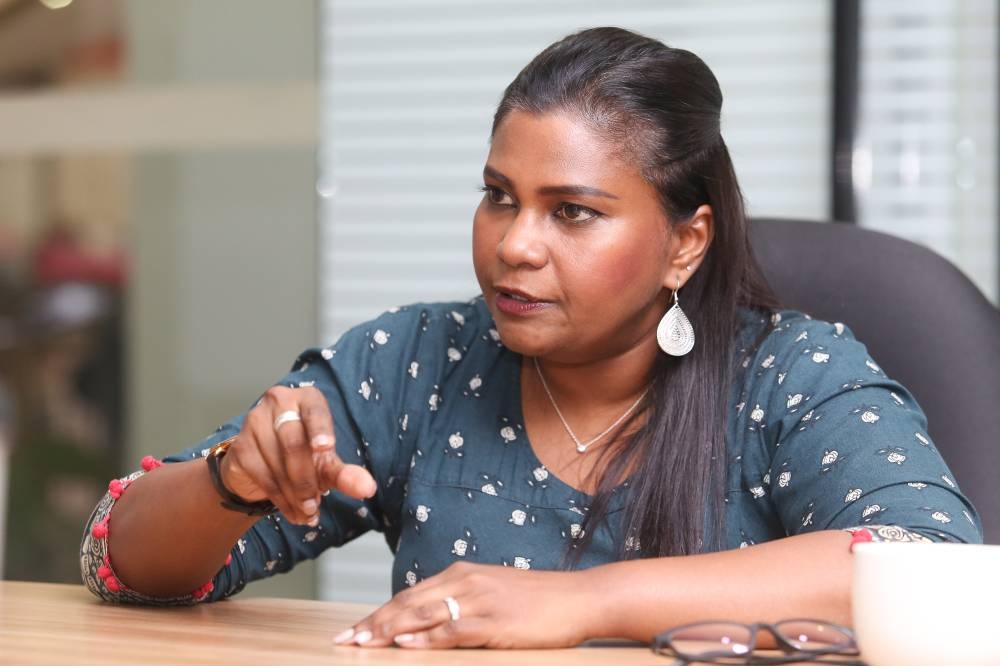 Batu Kawan MP Kasthuriraani Patto speaks to Malay Mail in Petaling Jaya, May 27, 2022. — Picture by Choo Choy May