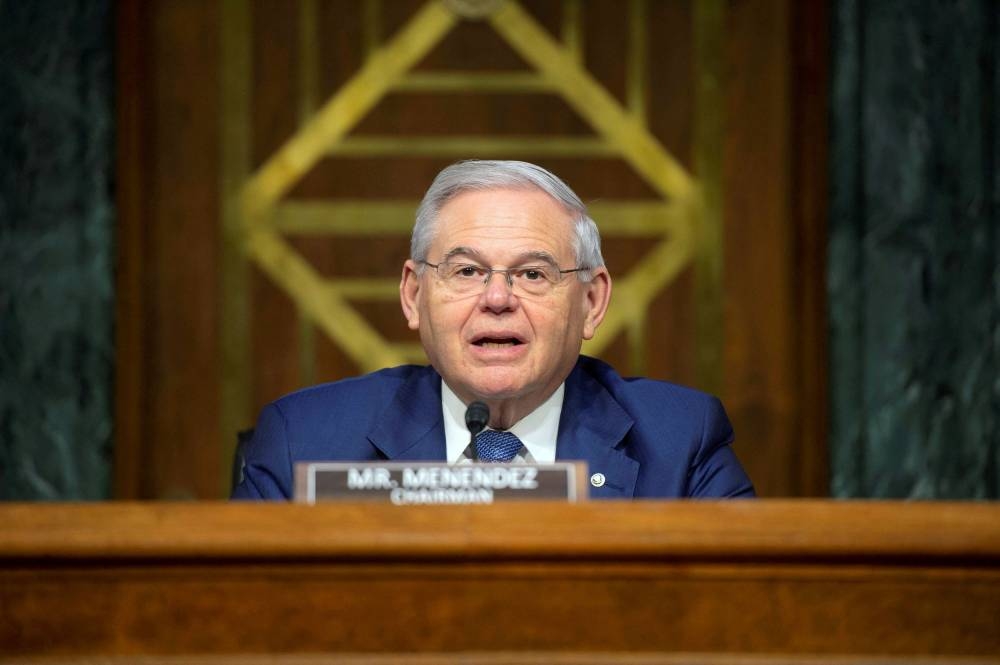 Senator Bob Menendez (D-NJ), speaks during a Senate Foreign Relations Committee hearing on the Fiscal Year 2023 Budget at the Capitol in Washington April 26, 2022. — Bonnie Cash/Pool pic via Reuters