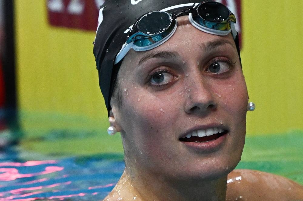 USA's Alex Walsh reacts after taking gold in the women's 200m medley finals during the Budapest 2022 World Aquatics Championships at Duna Arena in Budapest June 19, 2022. — Attila KISBENEDEK / AFP pic