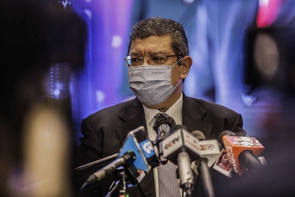 Foreign minister Datuk Saifuddin Abdullah speaks to the media after launches of the nation's new foreign policy framework at the Le Meridien Hotel December 7, 2021. — Picture by Hari Anggara