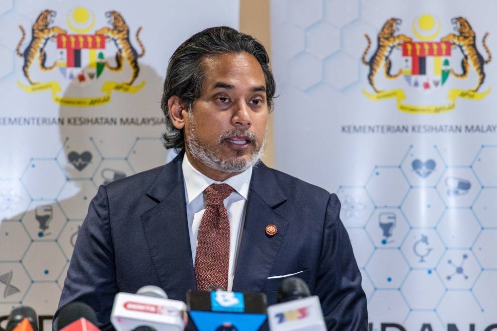 Health minister Khairy Jamaluddin speaks during a press conference in Petaling Jaya June 21, 2022. — Picture by Firdaus Latif