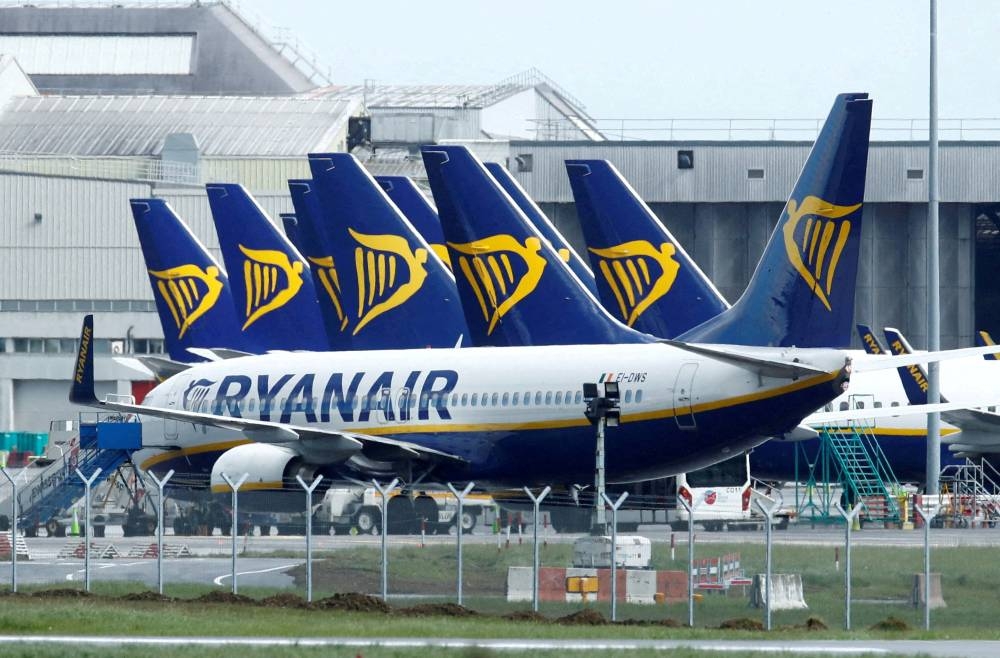 Ryanair planes are seen at Dublin Airport, following the outbreak of the coronavirus disease (Covid-19), Dublin, Ireland, May 1, 2020. — Reuters pic