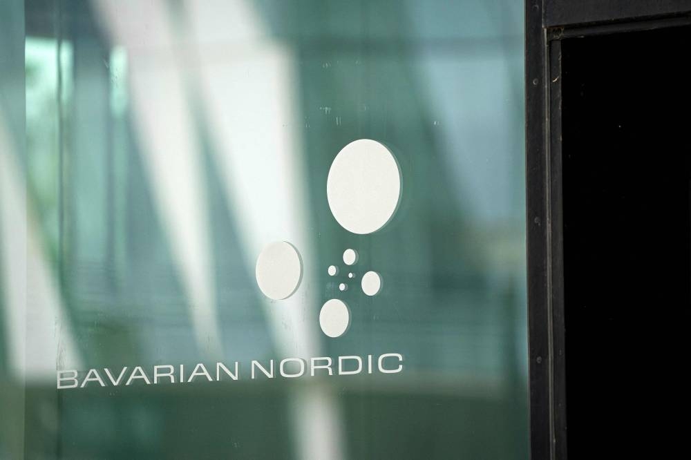 A photo taken on July 13, 2020 shows the company's logo on the headquarters of Danish biotechnology company Bavarian Nordic in Hellerup, north of Copenhagen. — Picture by Liselotte Sabroe / Ritzau Scanpix / AFP