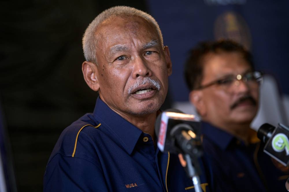 Former Inspector-General of Police and Malaysia Community Crime Care (MCCC) president Tan Sri Musa Hassan speaks at a special press conference in Sungai Besi, June 23, 2022. — Bernama pic 