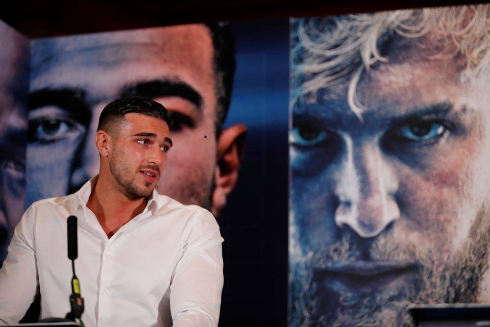 Boxer Tommy Fury speaks during the press conference at The Landmark hotel, London August 3, 2021. — Reuters pic