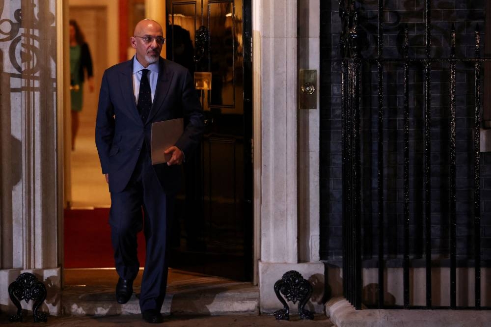 British new Finance Minister Nadhim Zahawi leaves 10 Downing Street, in London July 5, 2022. — Reuters pic