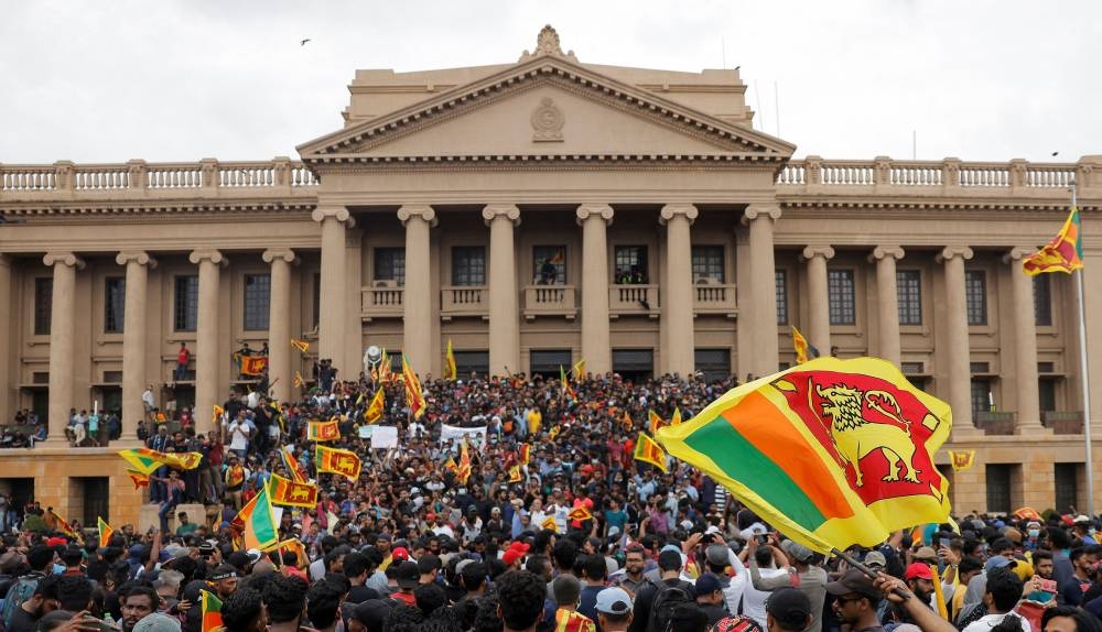 Demonstrators protest inside the President’s House, after President Gotabaya Rajapaksa fled, amid the country’s economic crisis, in Colombo, Sri Lanka, July 9, 2022. ― Reuters pic