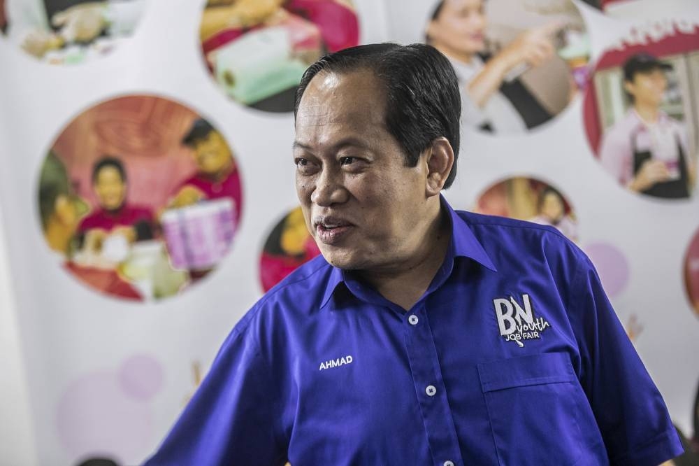 Umno secretary-general Datuk Seri Ahmad Maslan did not reveal Umno's backup plan should the party's application to delay internal elections be rejected. — Picture by Hari Anggara