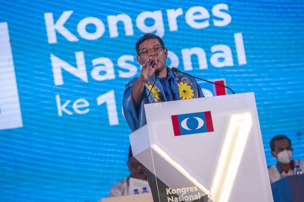 PKR secretary-general Datuk Seri Saifuddin Nasution gives his speech at the PKR Congress at Ideal Convention Centre (IDCC) Shah Alam July 17, 2022. — Picture by Hari Anggara