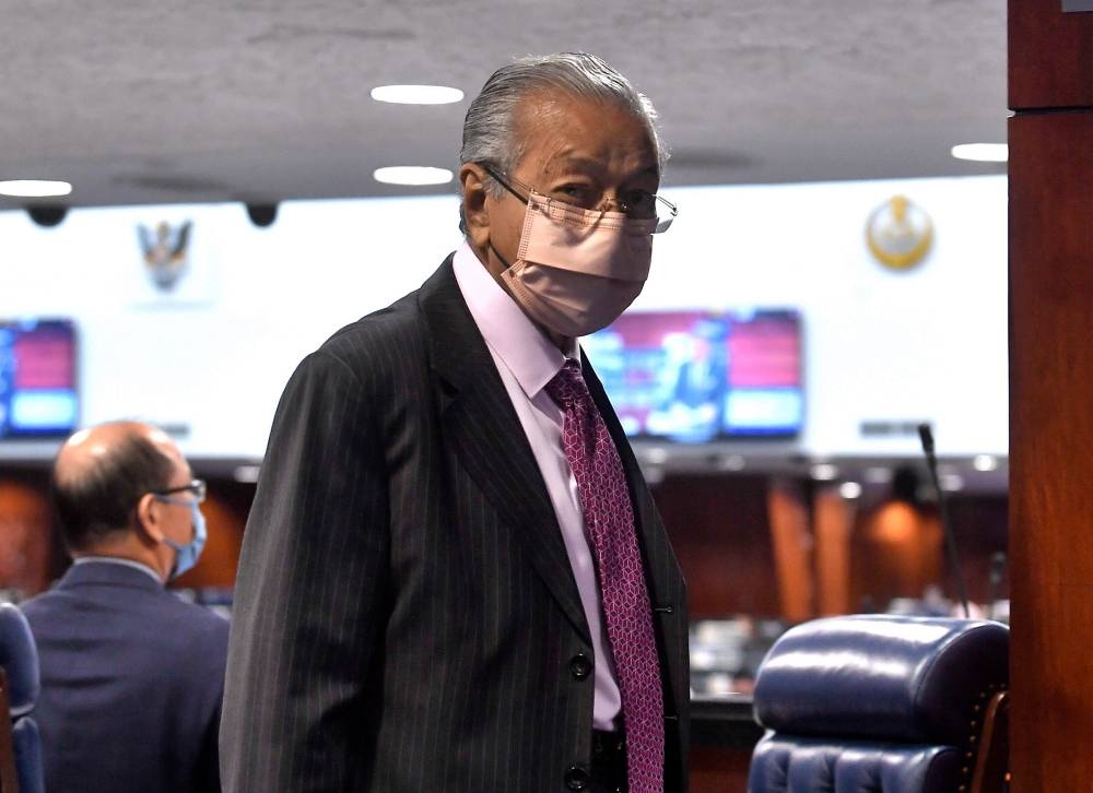 Tun Dr Mahathir Mohamad is pictured at Parliament, Kuala Lumpur July 18, 2022. — Bernama pic