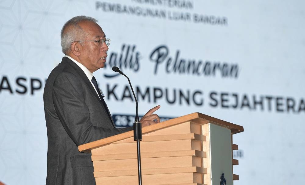 Rural Development minister Datuk Seri Mahdzir Khalid speaks at the launch of ‘Aspirasi Kampung Sejahtera’ in Kuala Lumpur July 26, 2022. — Bernama pic