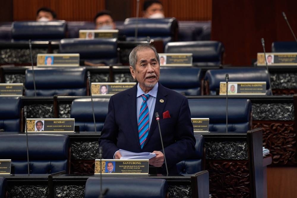 Minister in the Prime Minister’s Department (Parliament and Law) Datuk Seri Wan Junaidi Tuanku Jaafar speaks during a Parliament sitting at the Dewan Rakyat in Kuala Lumpur July 28, 2022. — Bernama pic