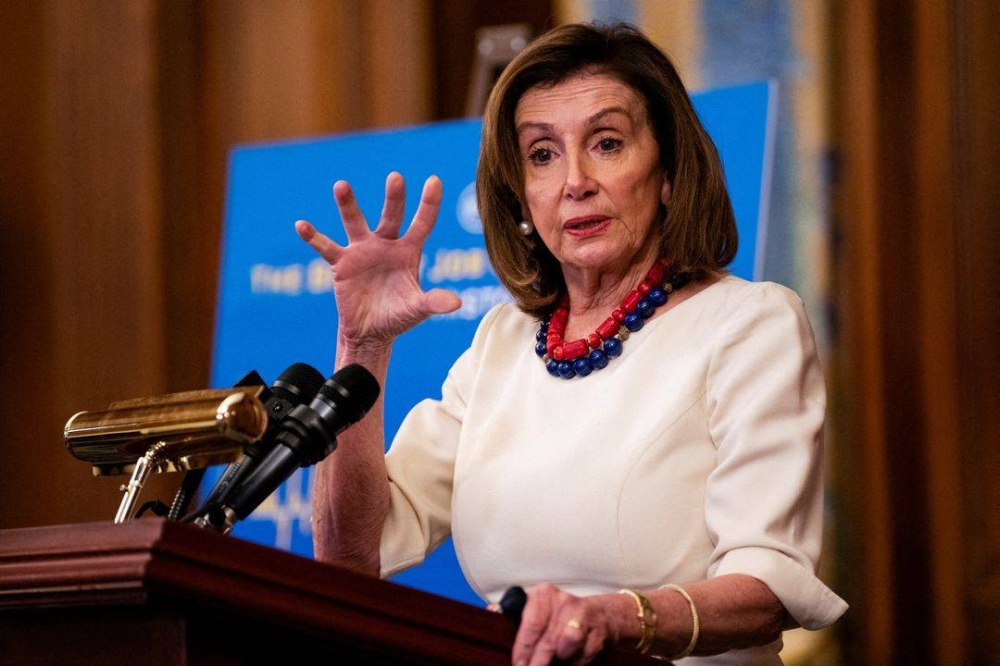 US House Speaker Nancy Pelosi (D-CA) speaks during her weekly news conference on Capitol Hill in Washington, US, January 20, 2022. — Reuters pic