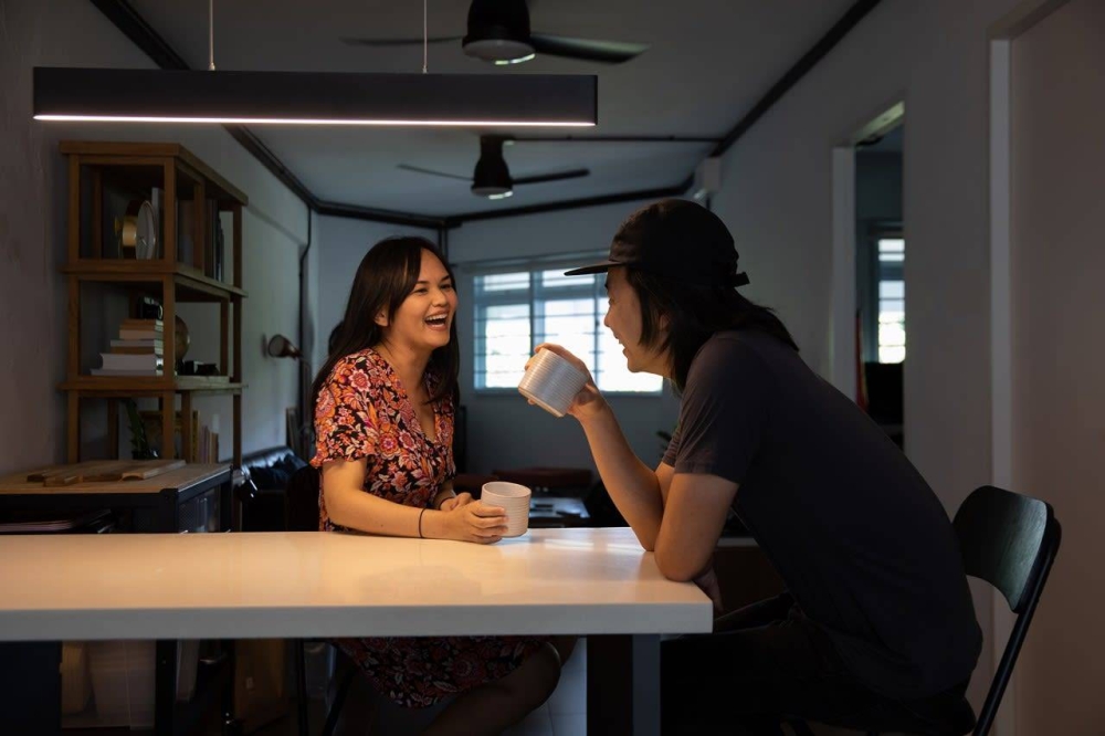 Ms Jessica Santos (left) and her husband, Mr Aaron Low, at their home on July 21, 2022. — TODAY pic