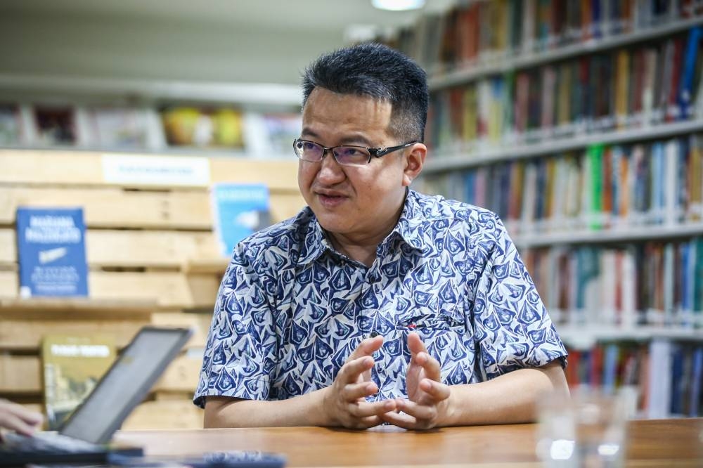 Former deputy defence minister Liew Chin Tong speaking during an interview at DAP headquarters in Kuala Lumpur, July 13, 2022. — Picture by Ahmad Zamzahuri