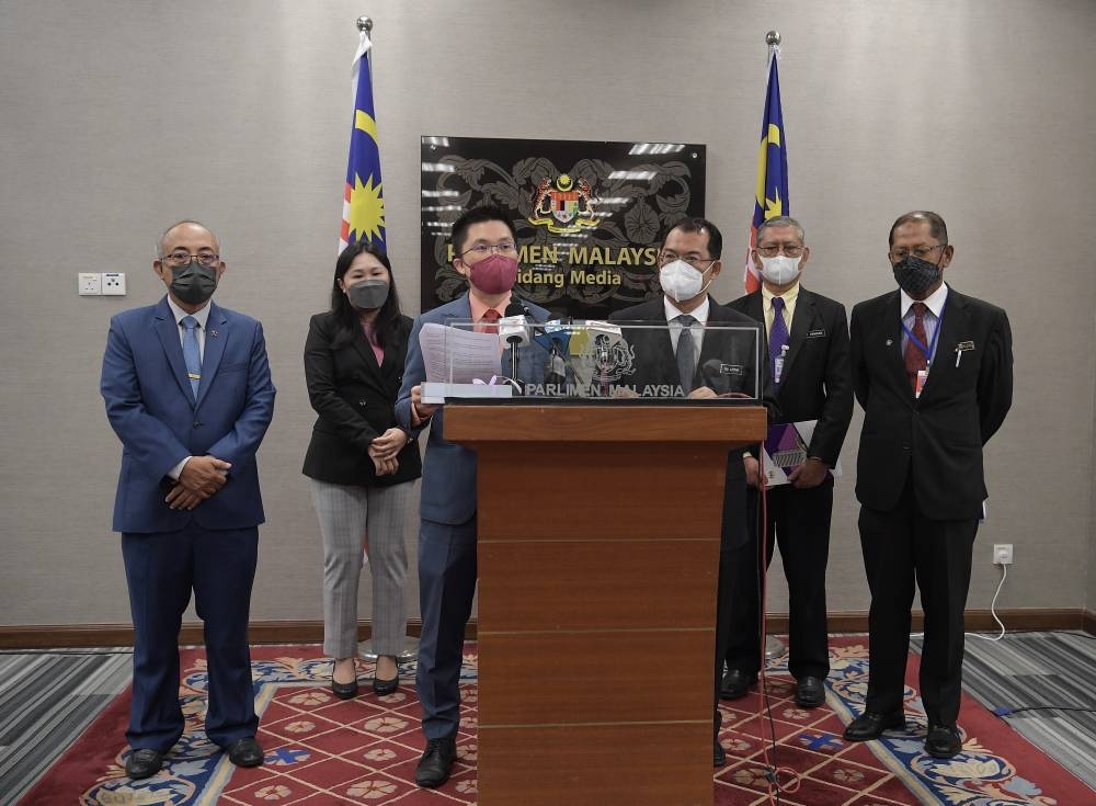 Public Accounts Committee chairman Wong Kah Woh speaks during a press conference at Parliament August 3, 2022. — Bernama pic