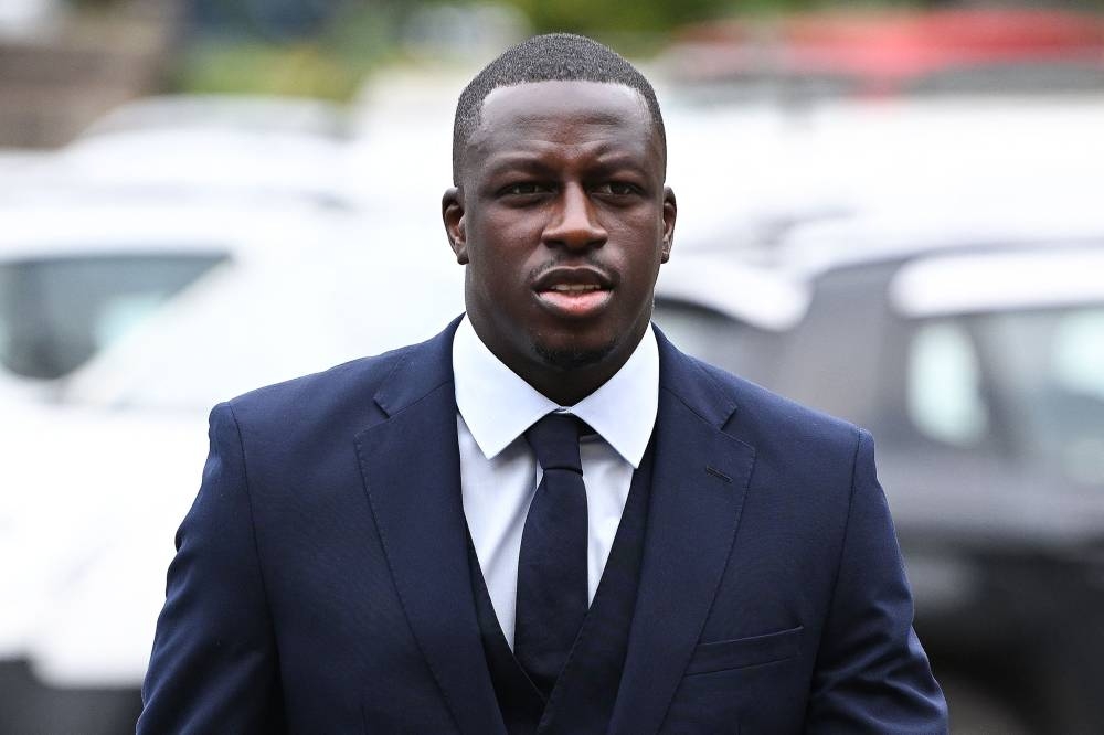 Manchester City and France footballer Benjamin Mendy arrives at the Chester Crown Court for his trial for the alleged rape and assault of seven women August 15, 2022. — AFP pic