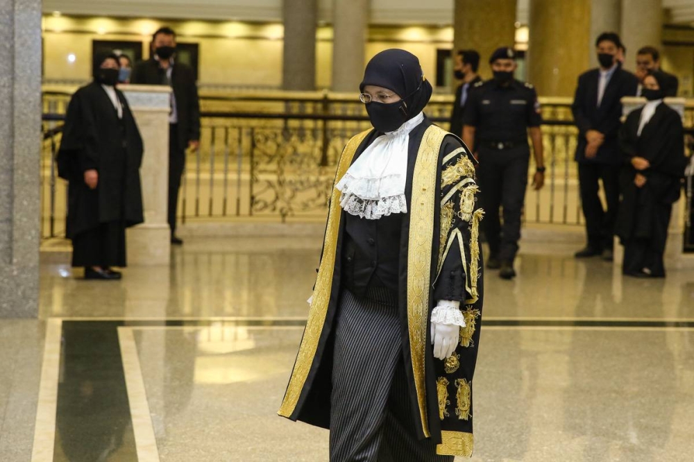 Chief Justice of Malaysia, Tun Tengku Maimun Tuan Mat is pictured at the Palace of Justice in conjunction with the Opening of the Legal Year 2022 in Putrajaya January 14, 2022. — Picture by Yusof Mat Isa