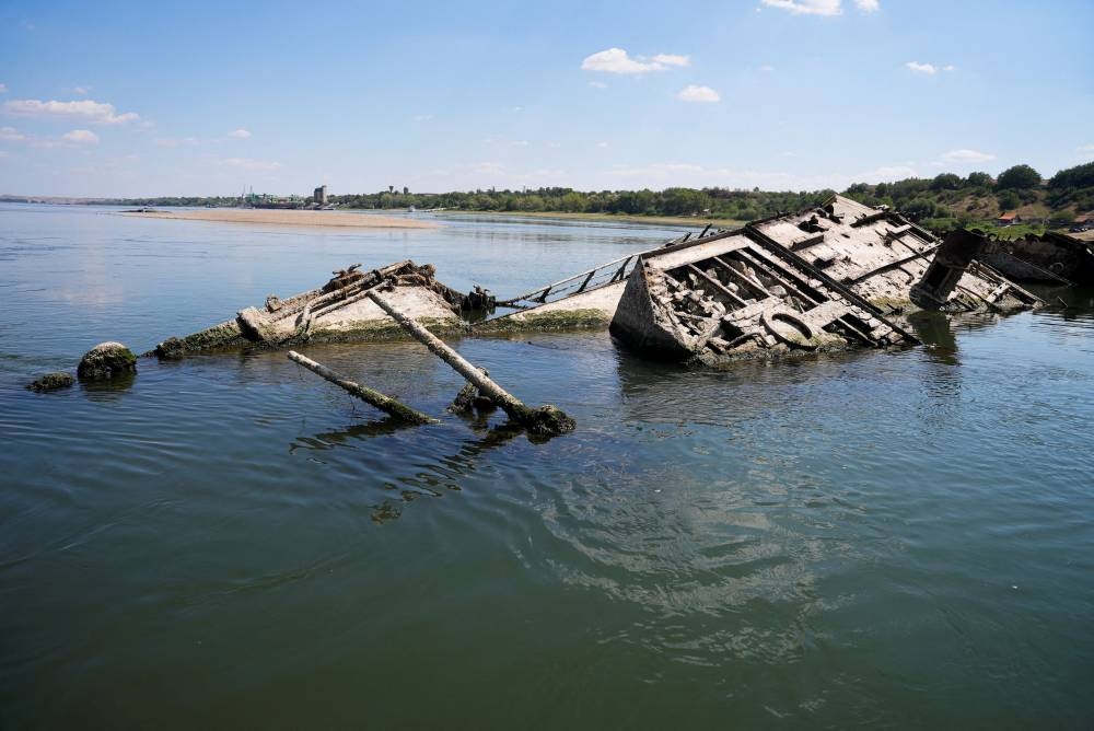 Wreckage of a World War Two German warship is seen in the Danube in Prahovo, Serbia August 18, 2022. — Reuters pic