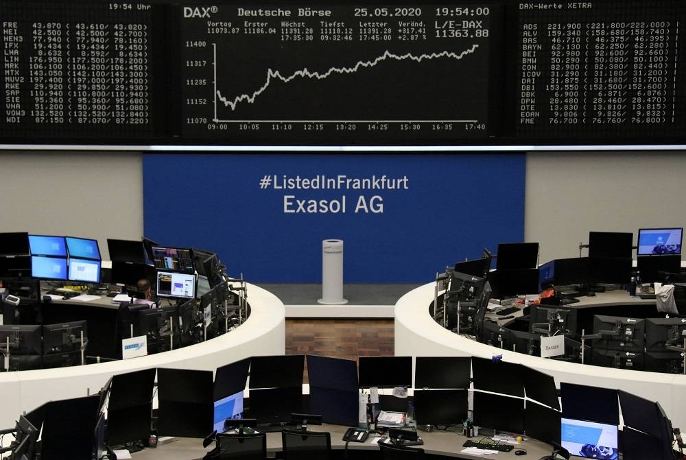 The German share price index DAX graph is pictured at the stock exchange in Frankfurt May 25, 2020. — Reuters pic