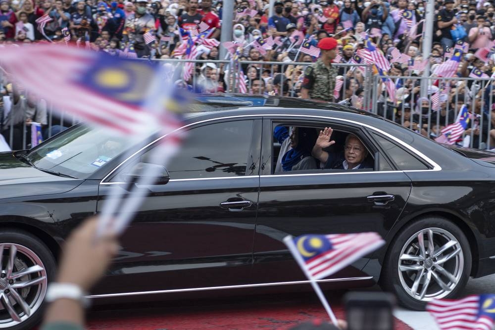 Prime Minister Datuk Seri Ismail Sabri Yaakob attends the National Day celebration at Dataran Merdeka, August 31, 2022. — Bernama pic 