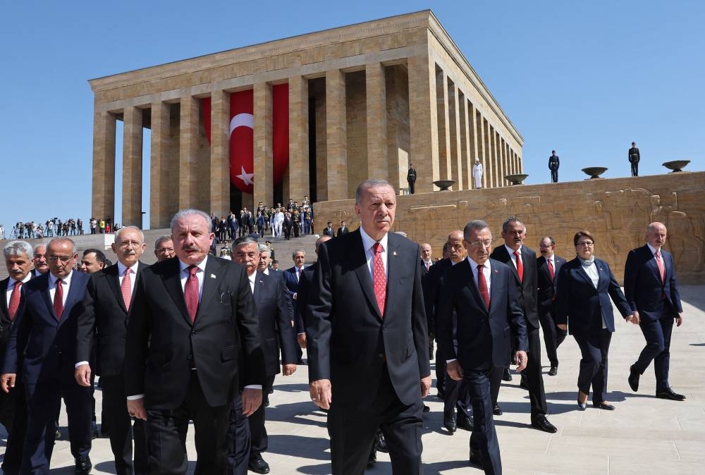 Turkish President Recep Tayyip Erdogan attends Turkish Armed Forces Day  to mark the 100th anniversary of Turkey’s victory against the Greek army in the Dumlupinar Battle in 1922, at Anitkabir, at the mausoleum of Turkish Republic’s Founder Mustafa Kemal Ataturk, in Ankara, Turkey on August 30, 2022. — AFP pic