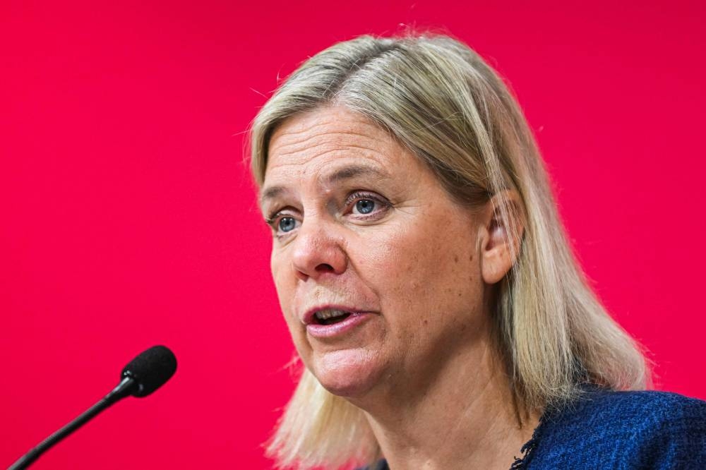 Leader of the Social Democrats and Swedish Prime Minister Magdalena Andersson speaks during a press conference on September 1, 2022 in Stockholm.  — AFP pic