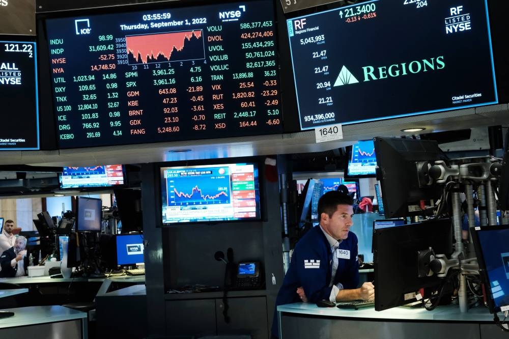 Traders work on the floor of the New York Stock Exchange (NYSE) on September 1, 2022 in New York City. — Spencer Platt/Getty Images/AFP pic