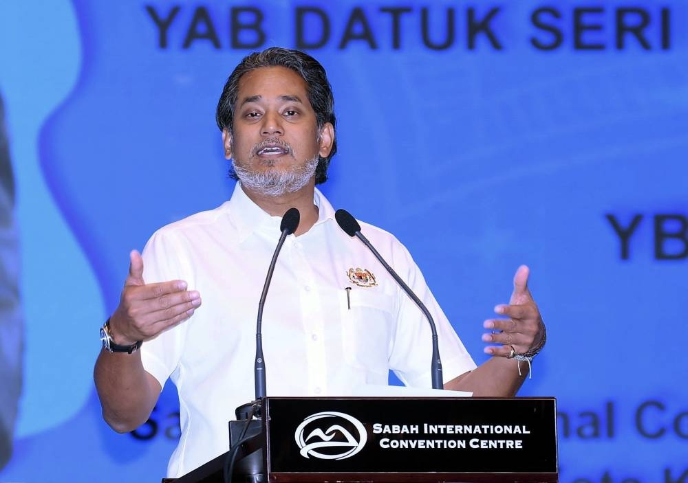 Health Minister Khairy Jamaluddin speaking at the launch of the Healthy Malaysia National Agenda Tour (ANMS) at the Sabah state level at the Sabah International Convention Center in Kota Kinabalu, September 10, 2022. — Bernama pic