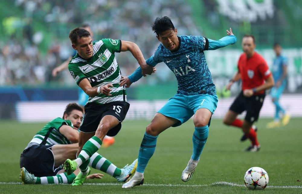 Tottenham Hotspur’s Son Heung-min in action with Sporting CP’s Manuel Ugarte at Estadio Jose Alvalade, Lisbon, Portugal, September 13, 2022. — Reuters pic  