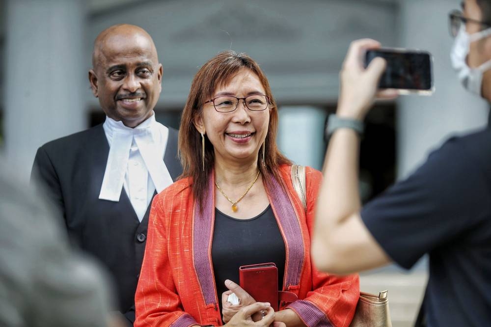 File picture shows Seputih MP, Teresa Kok after she has won a defamation suit against Jamal Yunos at Kuala Lumpur High Court, July 26,2022. — Picture by Ahmad Zamzahuri