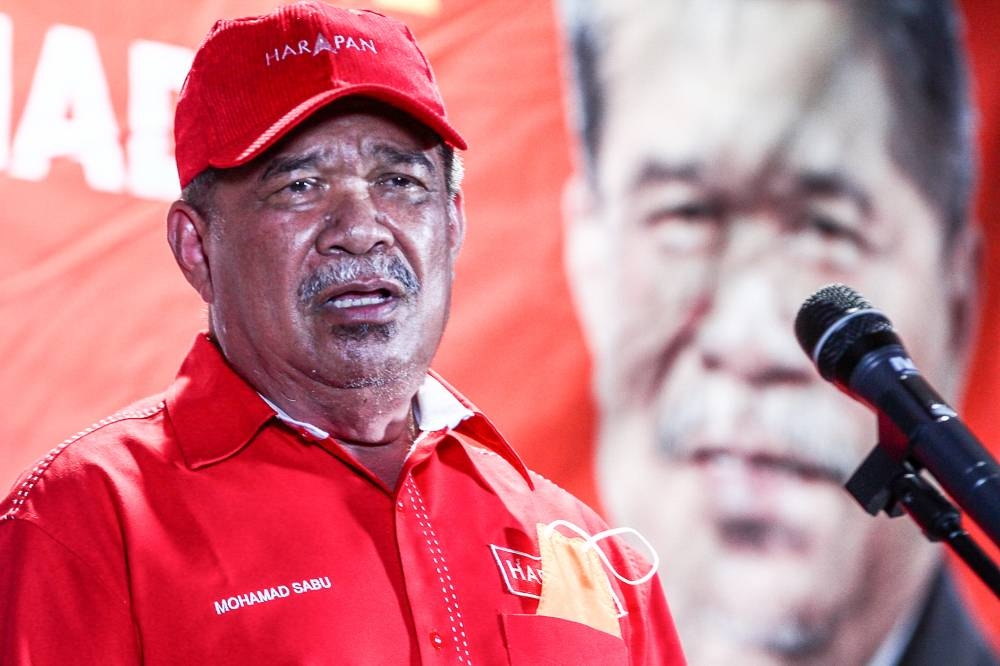 Parti Amanah Negara president Mohamad Sabu speak at the Ceramah Mega in main Operating Room DUN N49 Kota Iskandar, Skudai March 01, 2022. - Picture by Hari Anggara